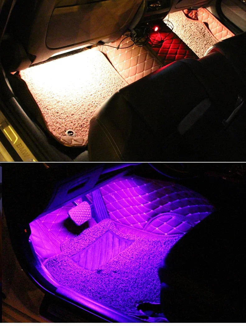 Car RGB Atmosphere Light – Interior Footwell LED Lights 4 PCS 8