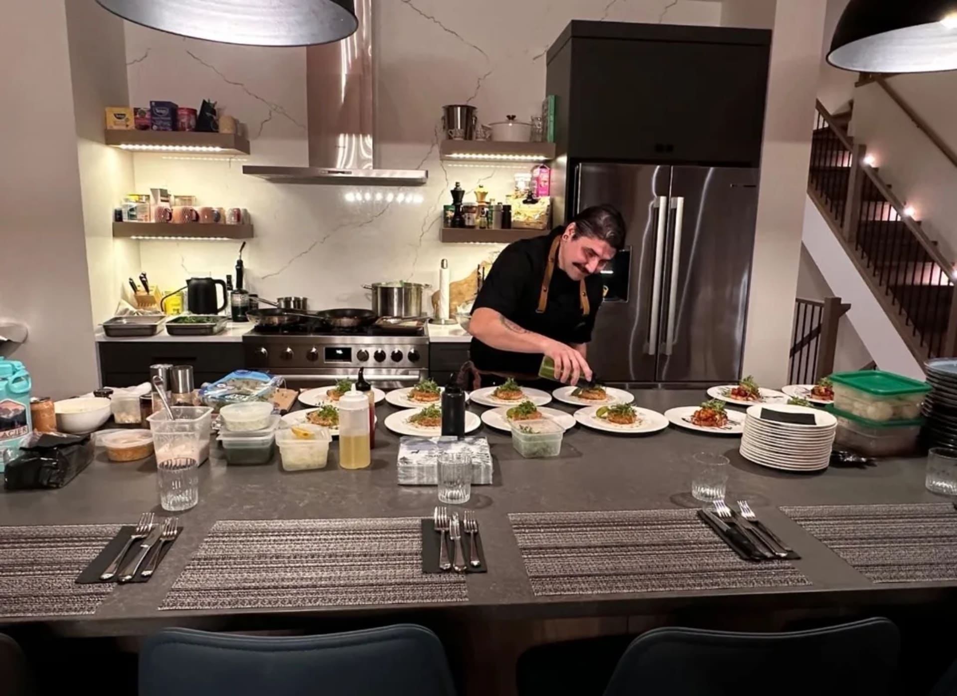 Professional Chef preparing meal in kitchen