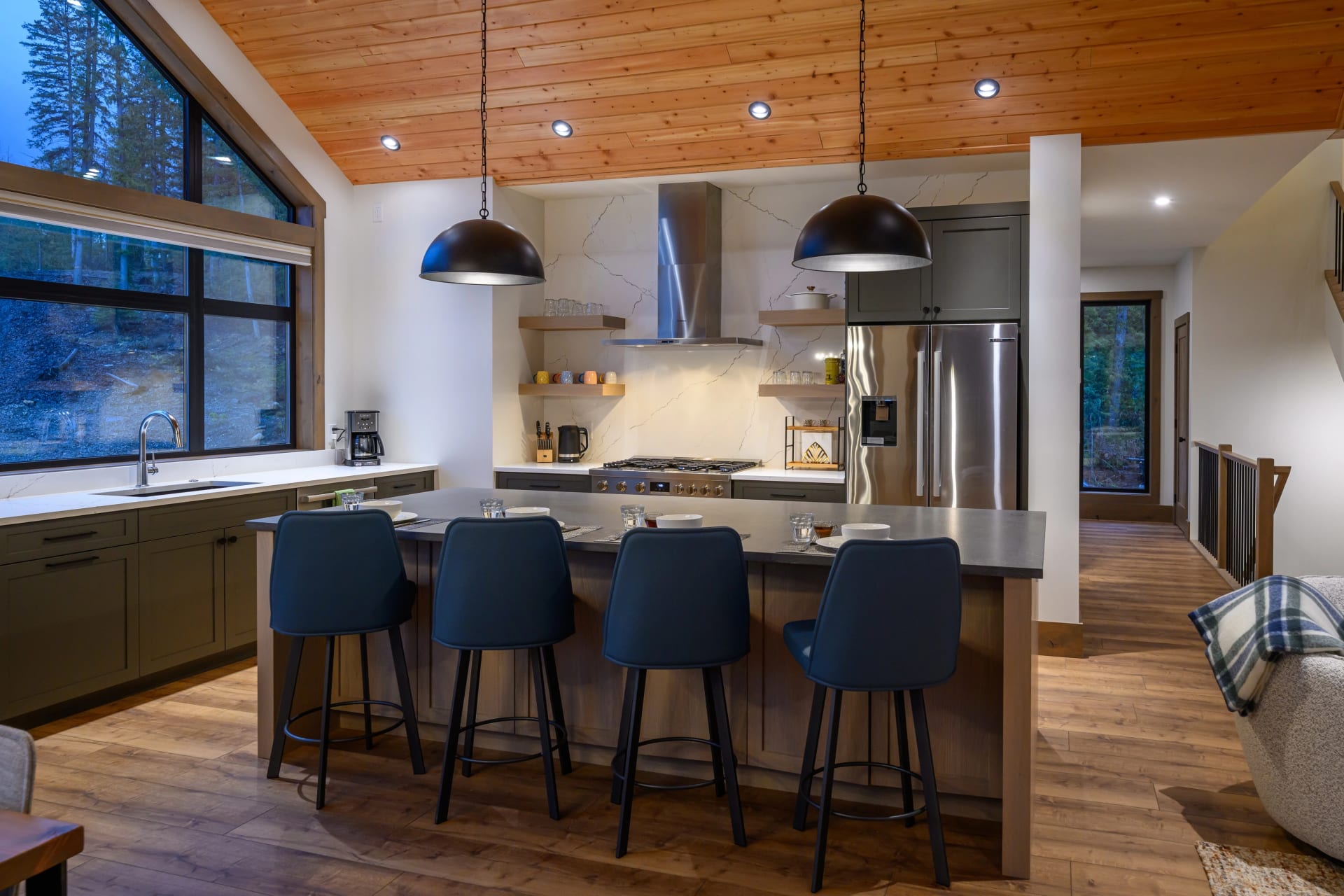 Main kitchen with large island seating 4