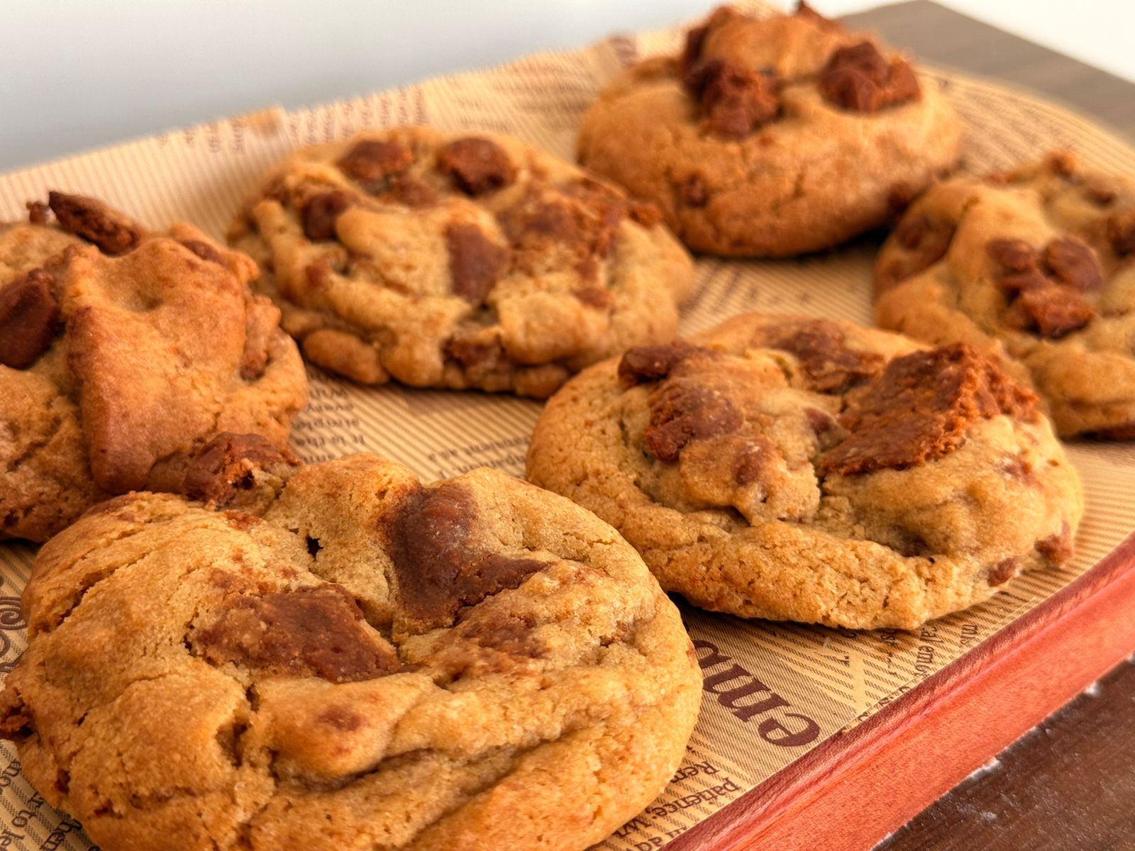 Soft Biscoff cookies with crispy edges and chewy centers.