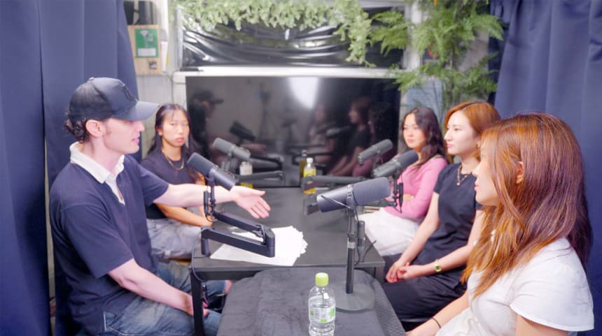 B recording the GoGen podcast