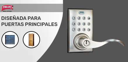 Cerradura electrónica PHILLIPS® PCD275 Registra hasta 50 usuarios.