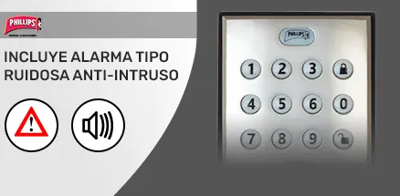 Cerradura Electrónica PHILLIPS® Compatible con Puertas de Madera o Herrería.