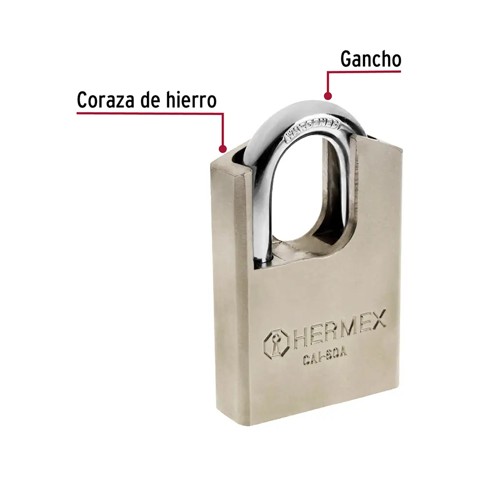 Candado de acero de máxima seguridad reforzado para exteriores, marca HERMEX