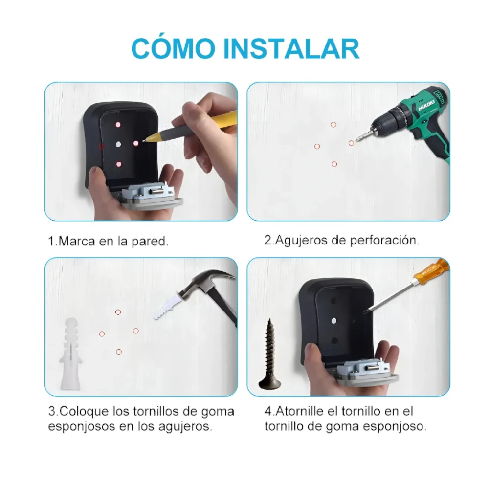 Caja Con Codigo De Almacenamiento De Llaves Empotrable En Pared Negro/gris