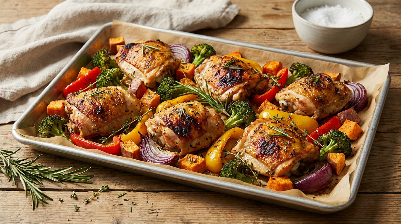 Sheet Pan Chicken and Vegetables - High protein recipe by Merina Nutrition