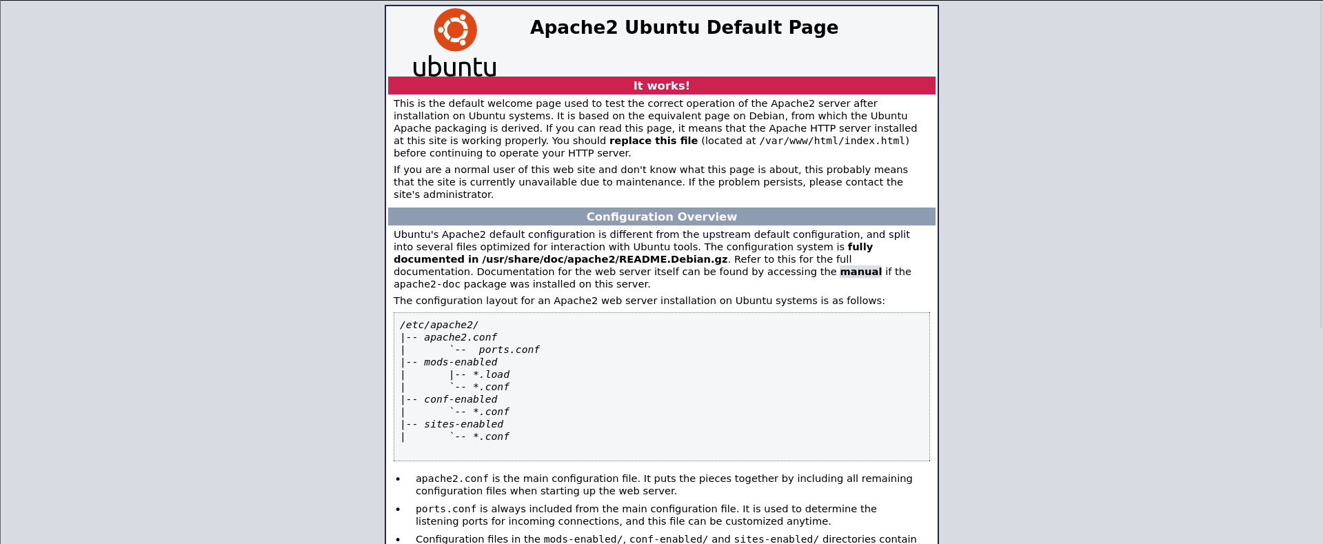 apache defualt page