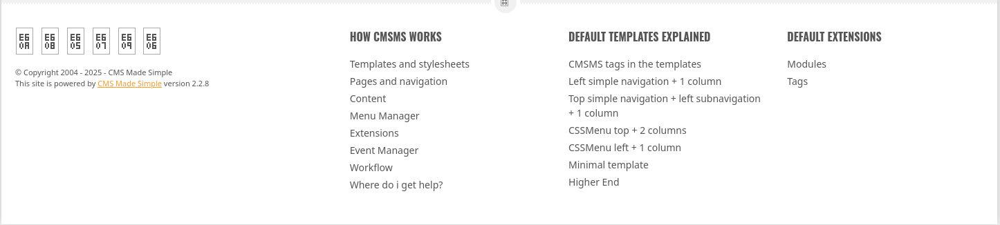 cms made simple footer