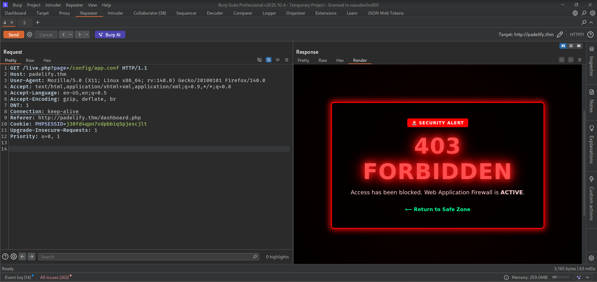 403 error code in /config/app.config page