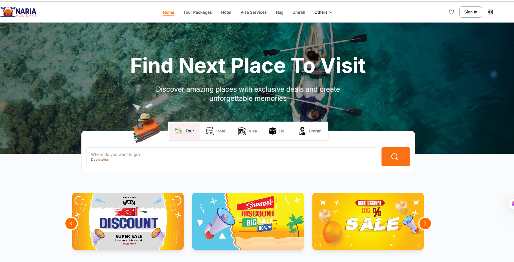 Naria Holidays – Travel & Visa Platform