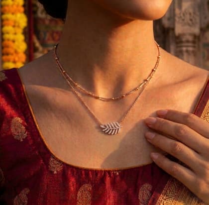 Rose Gold Leaf Choker Pendant
