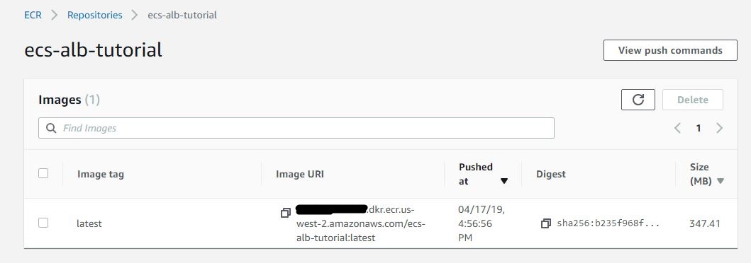 Uploaded image in ECR
