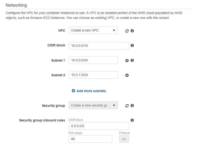 Create new VPC for the cluster section