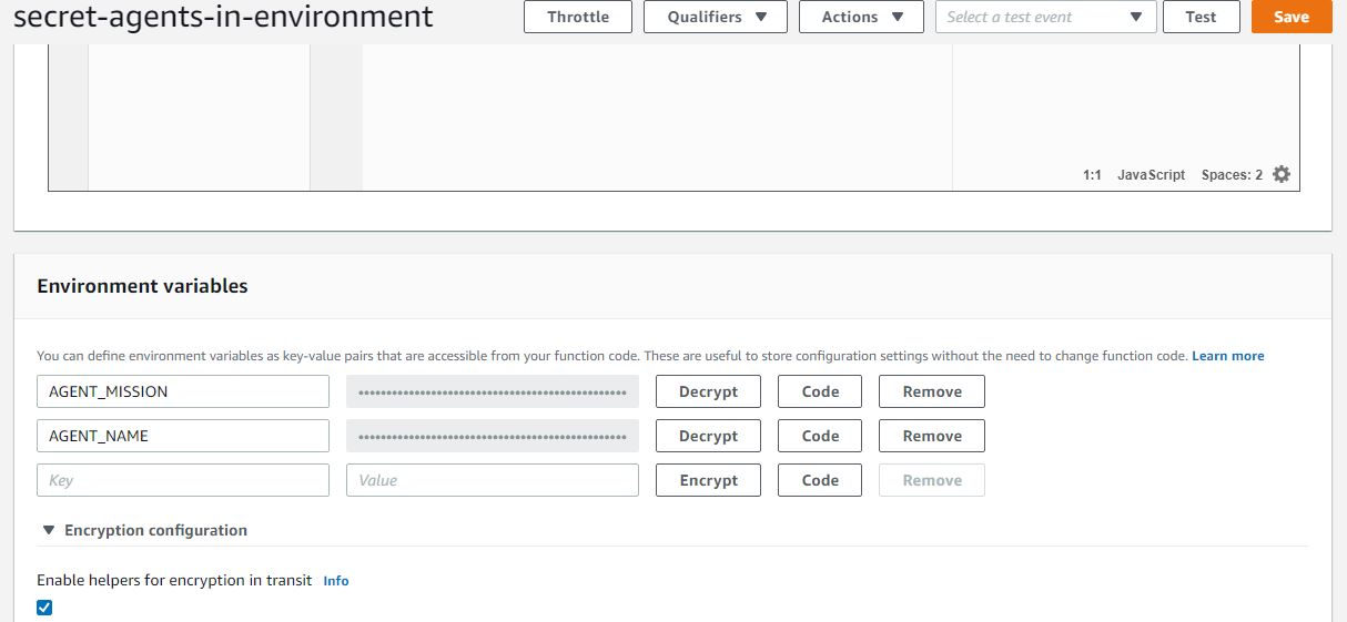 Encrypted environment variables