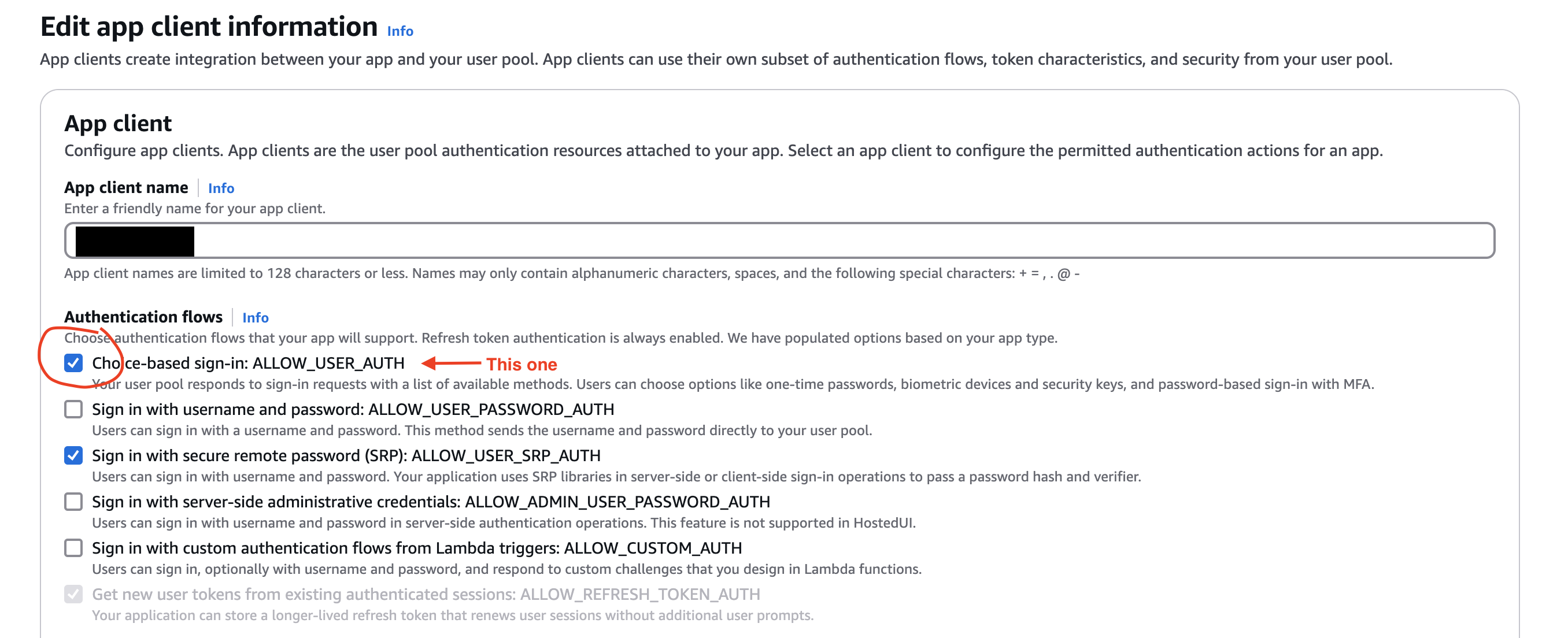 Enabling USER_AUTH flow