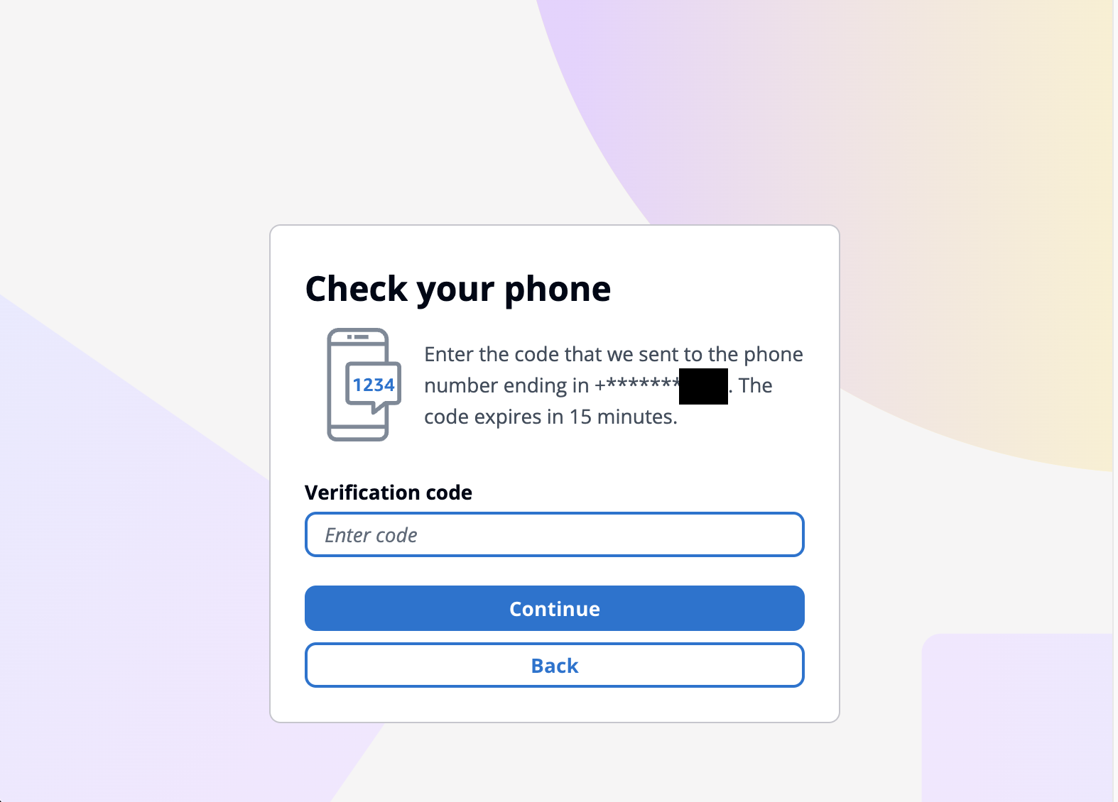 Verification code input box
