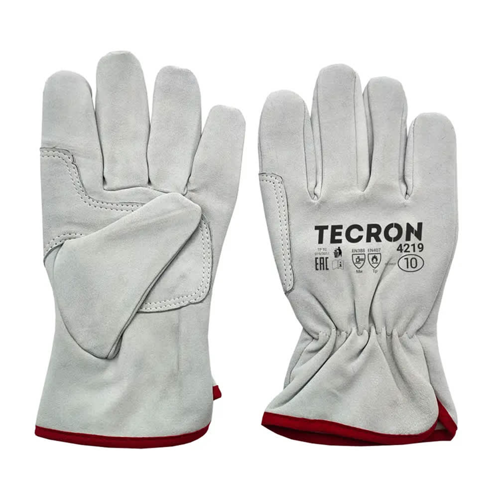 Кожаные перчатки-краги спилковые TECRON 4219