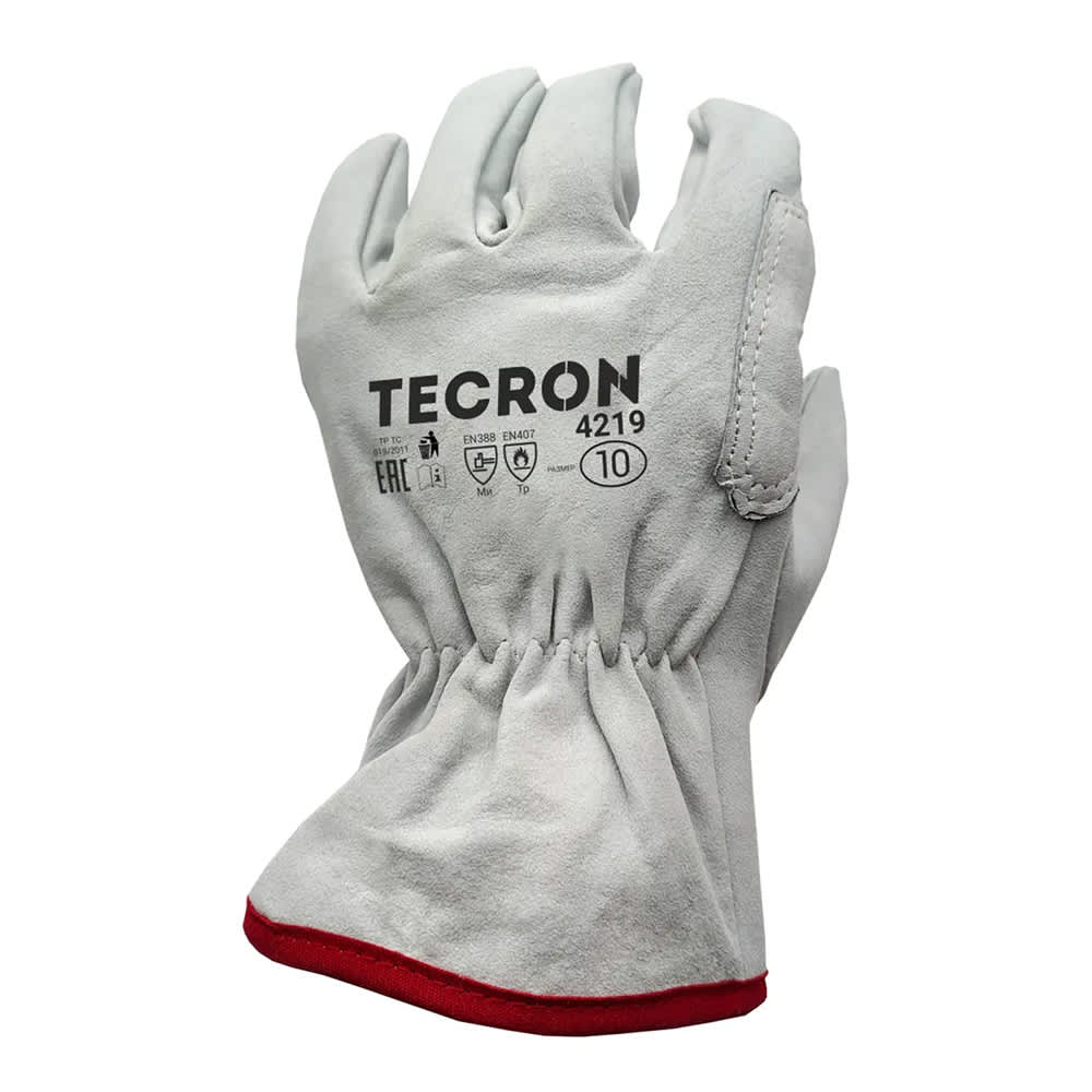 Кожаные перчатки-краги спилковые TECRON 4219