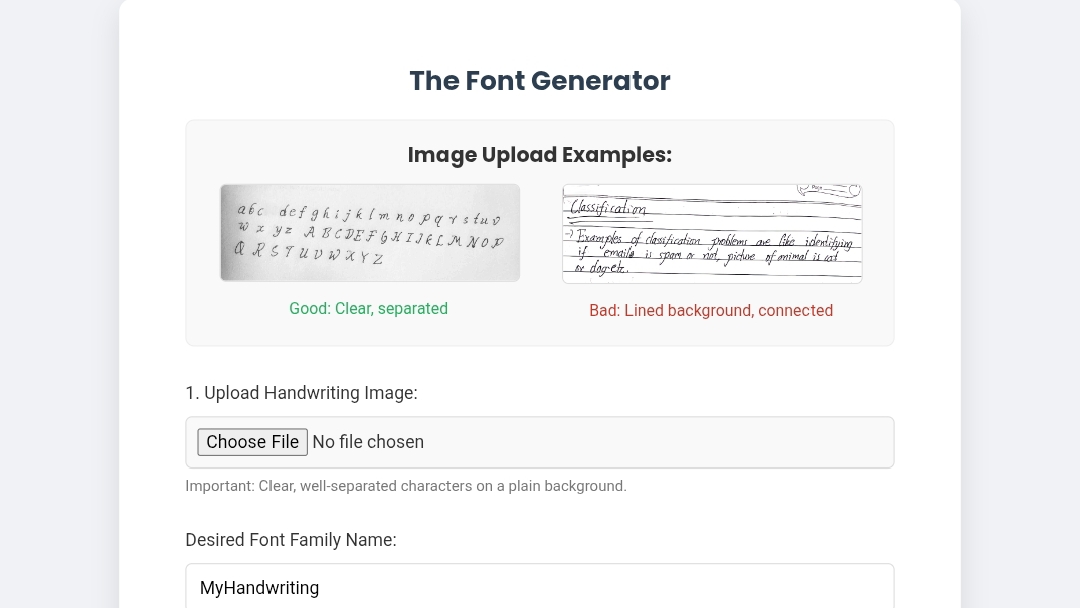 HandFonted interface