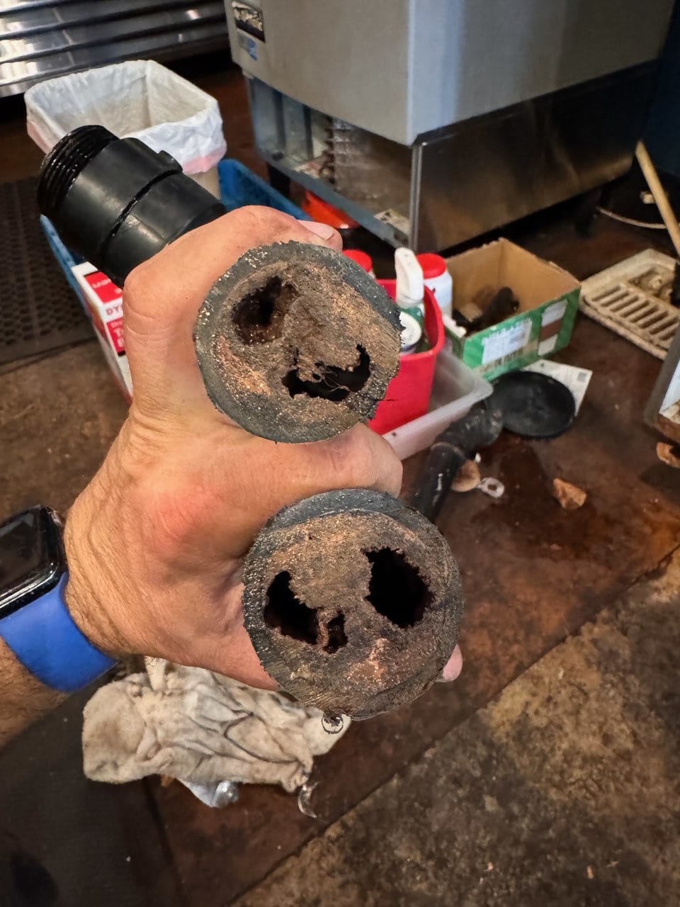 restricted drain, buildup