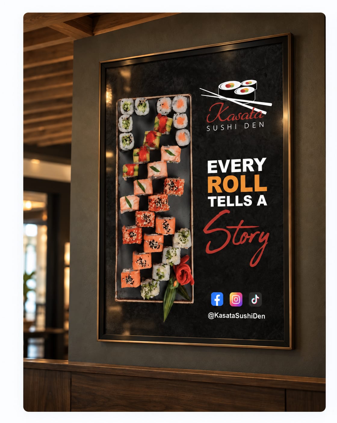 Kasata poster in restaurant interior