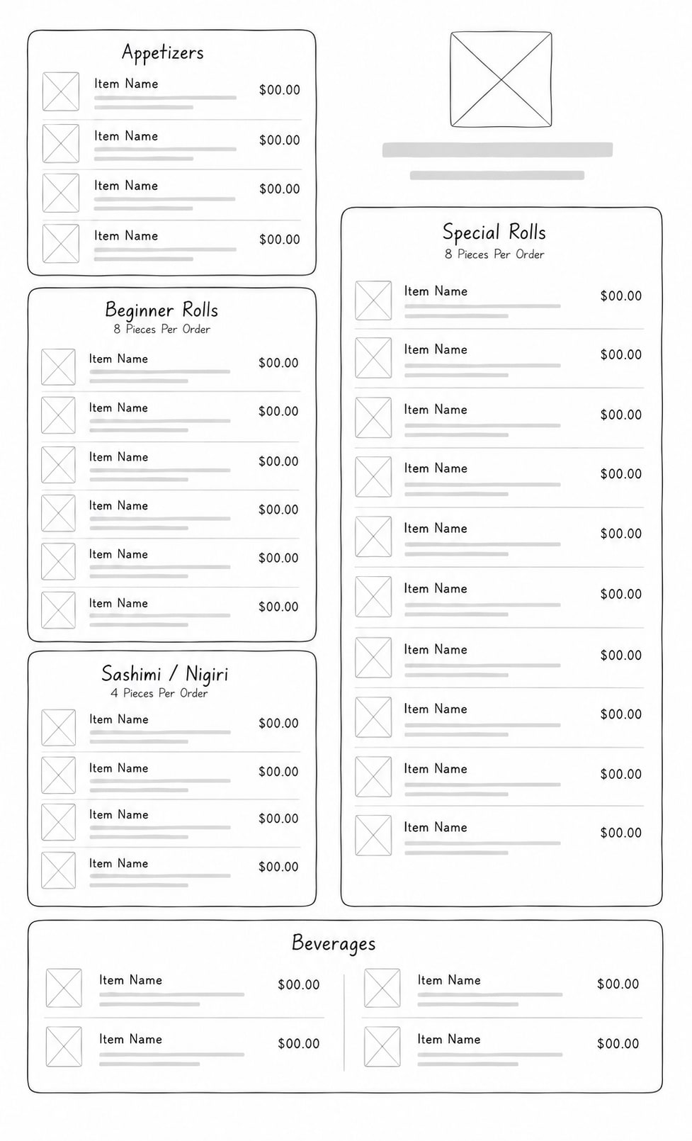 Kasata menu prototype