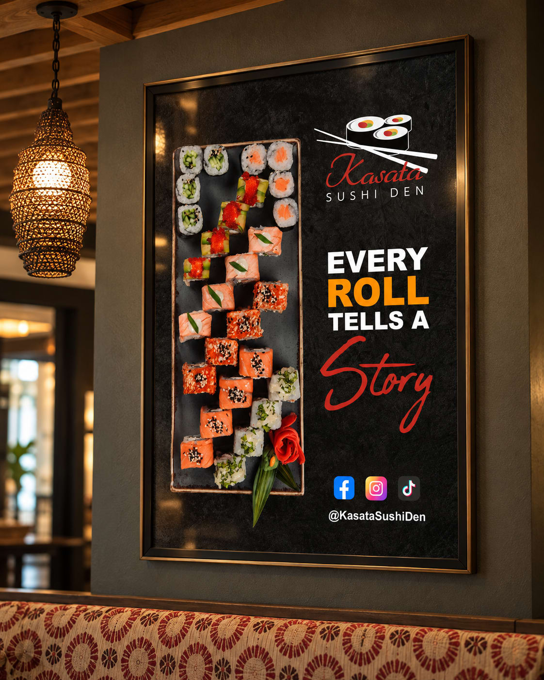 Kasata poster in restaurant interior