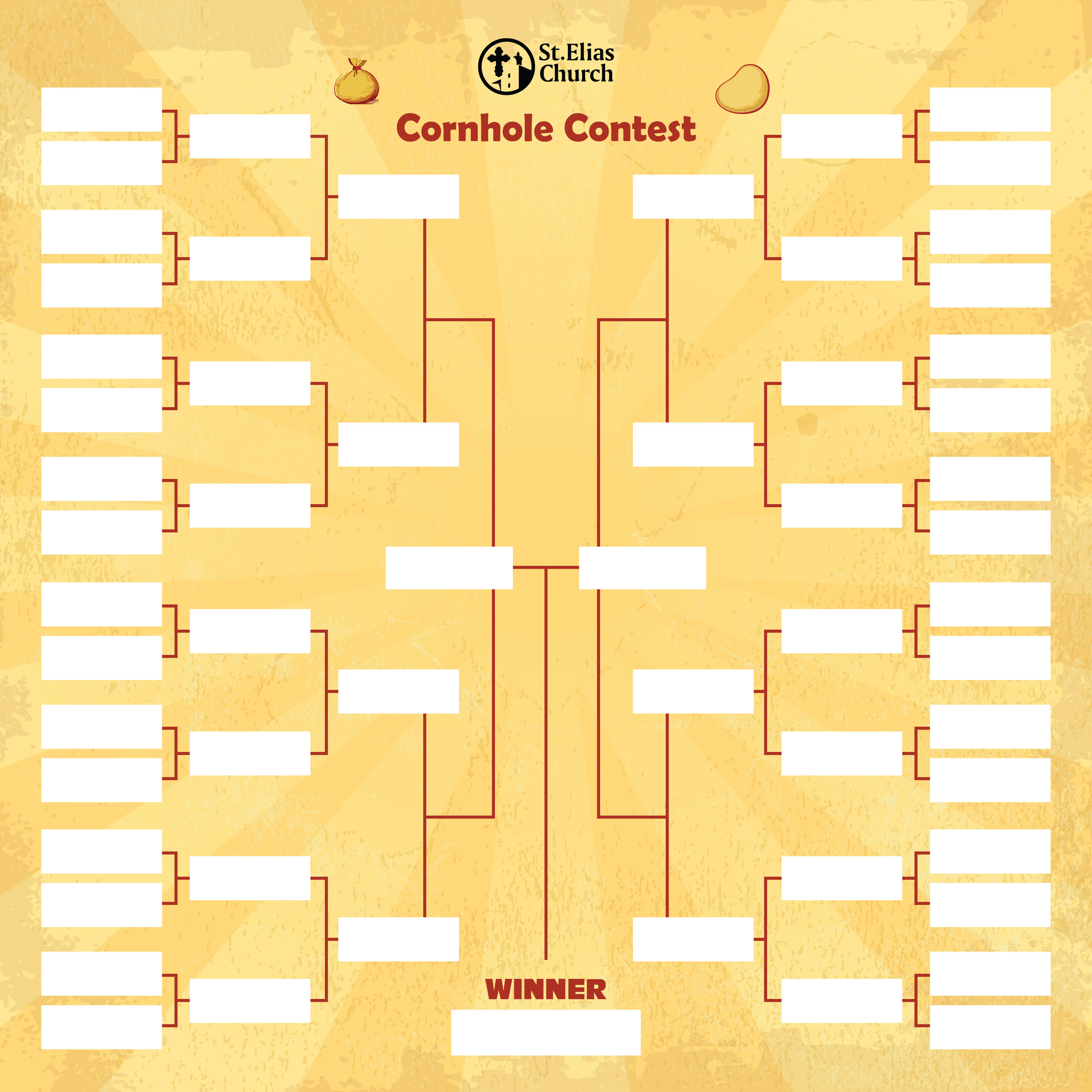 Cornhole contest tournament bracket board