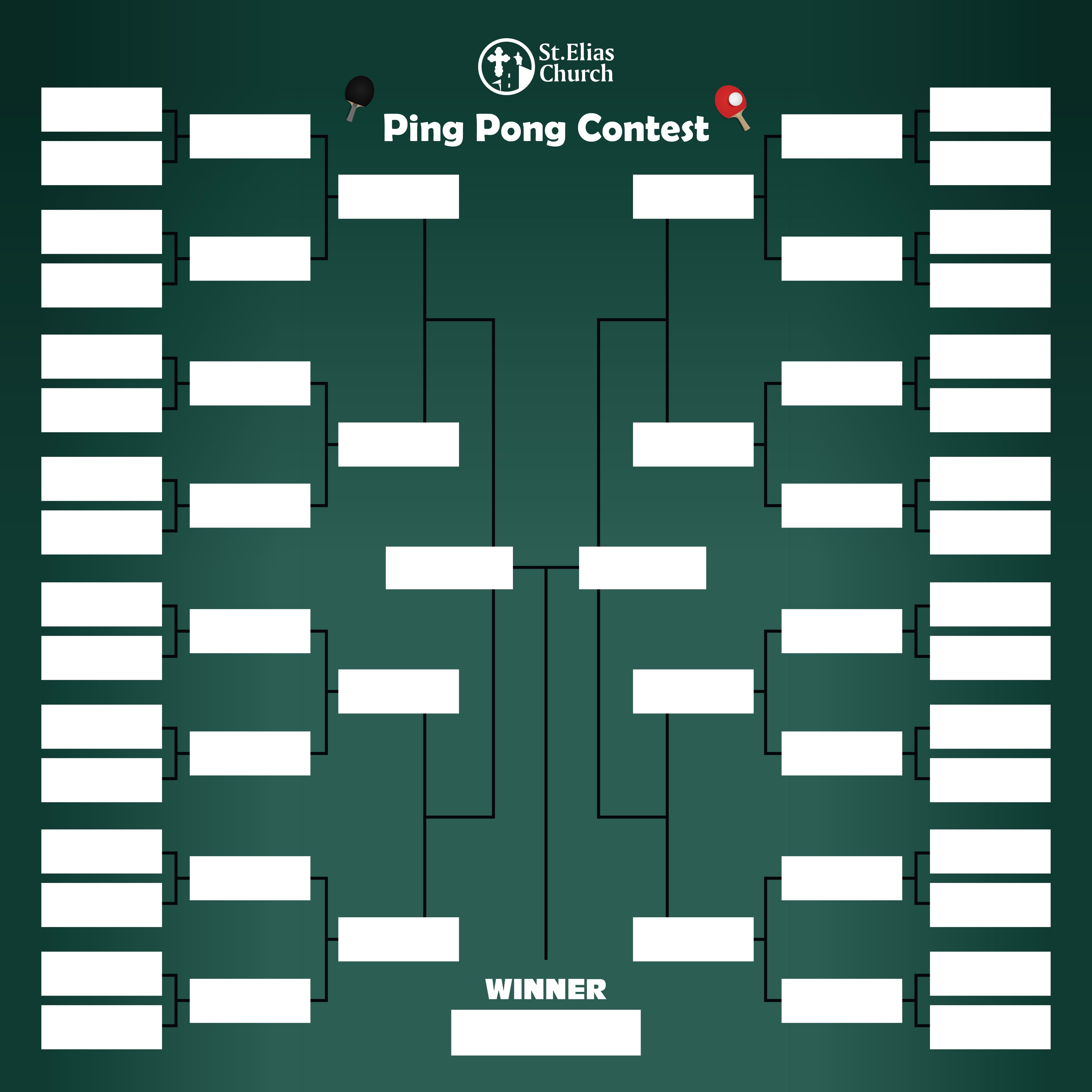Ping pong contest tournament bracket board
