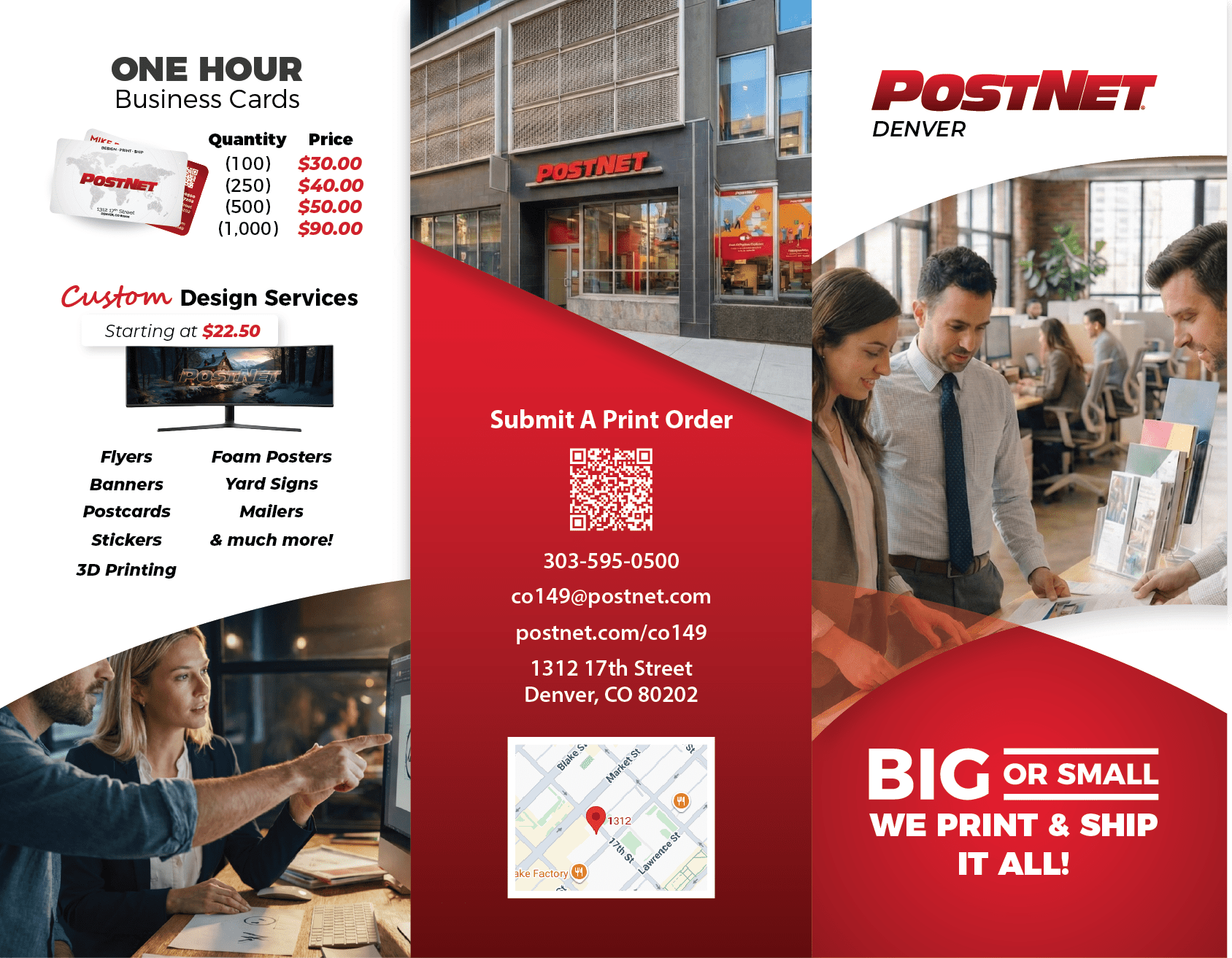 PostNet Denver trifold — outside spread