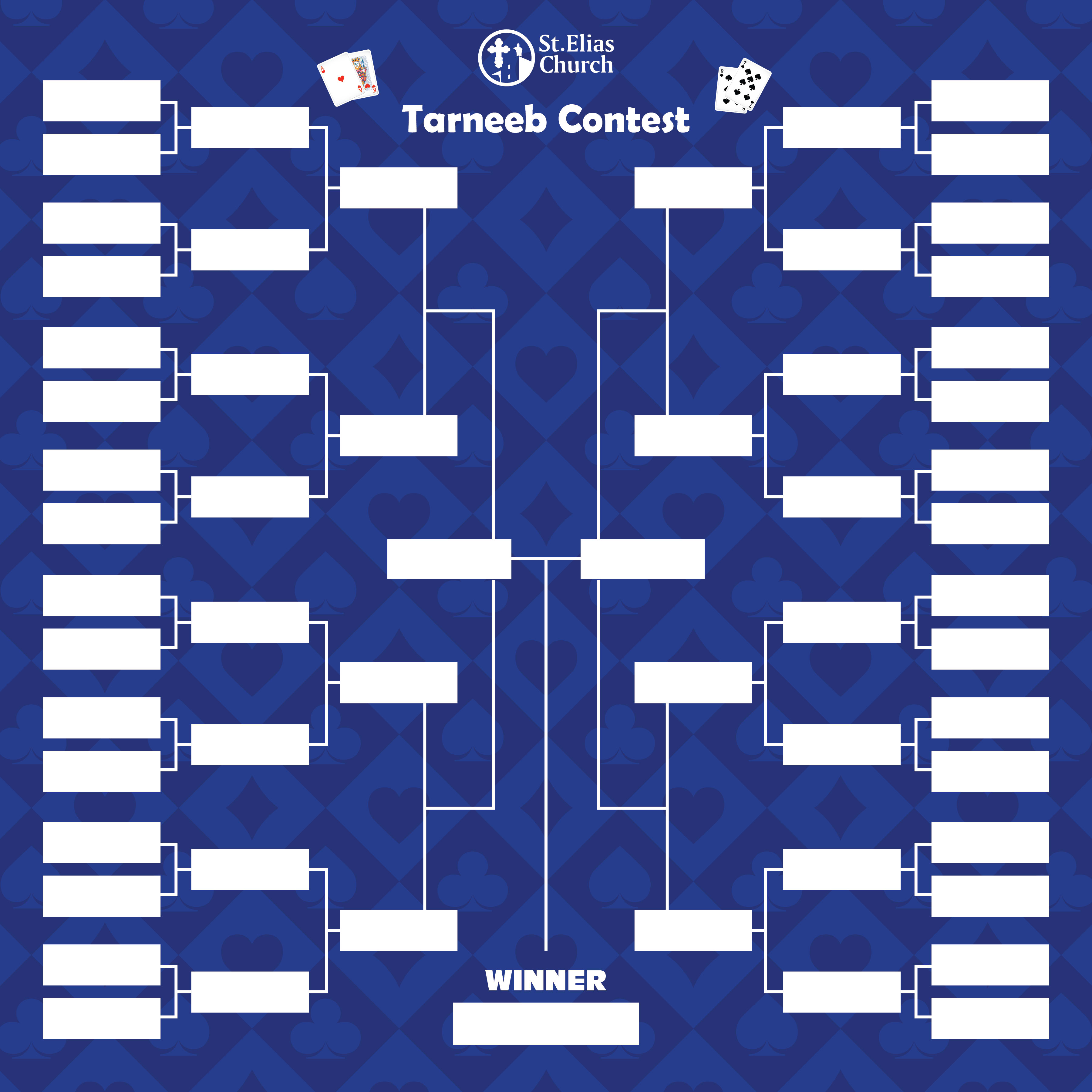 Tarneeb card game tournament bracket board