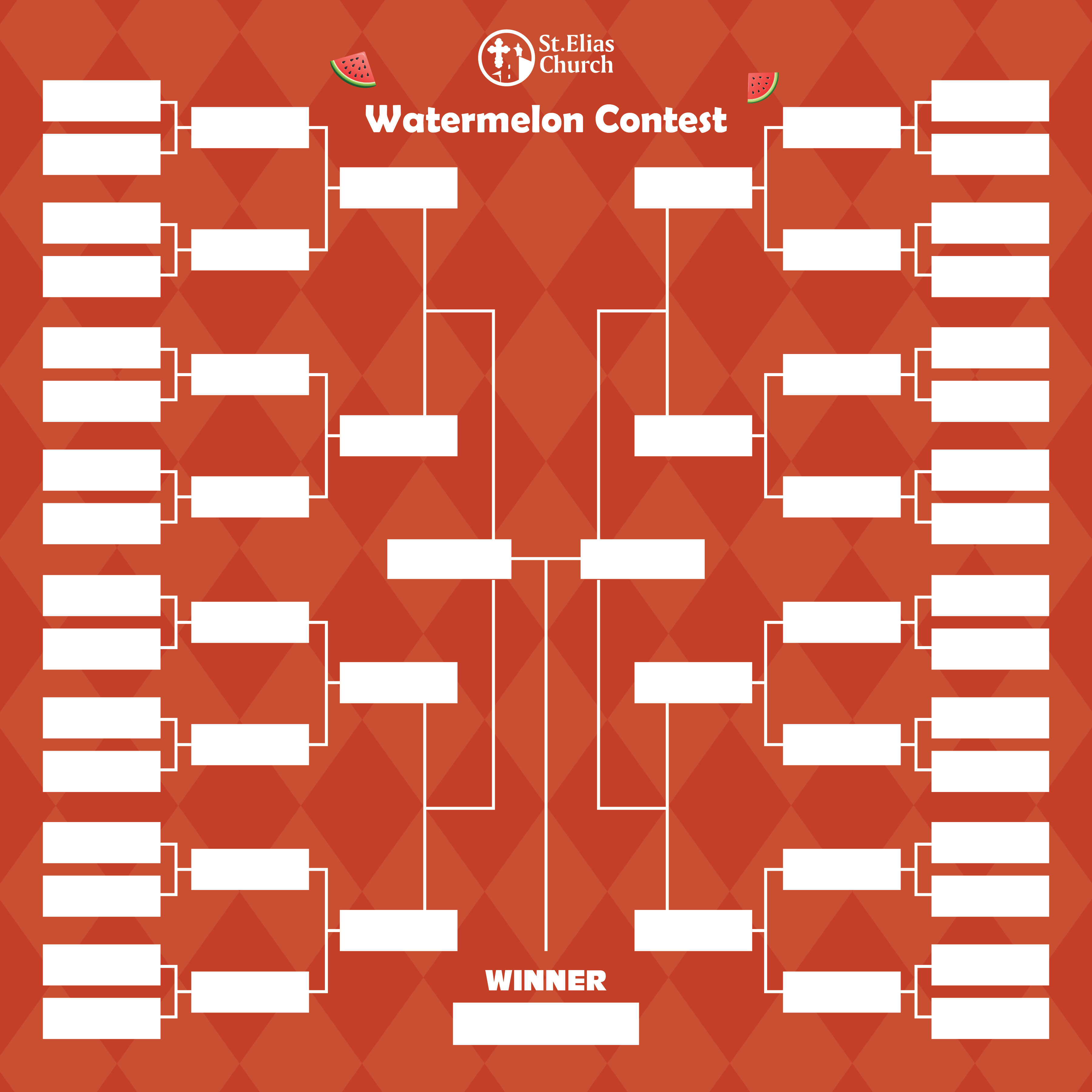 Watermelon eating contest tournament bracket board