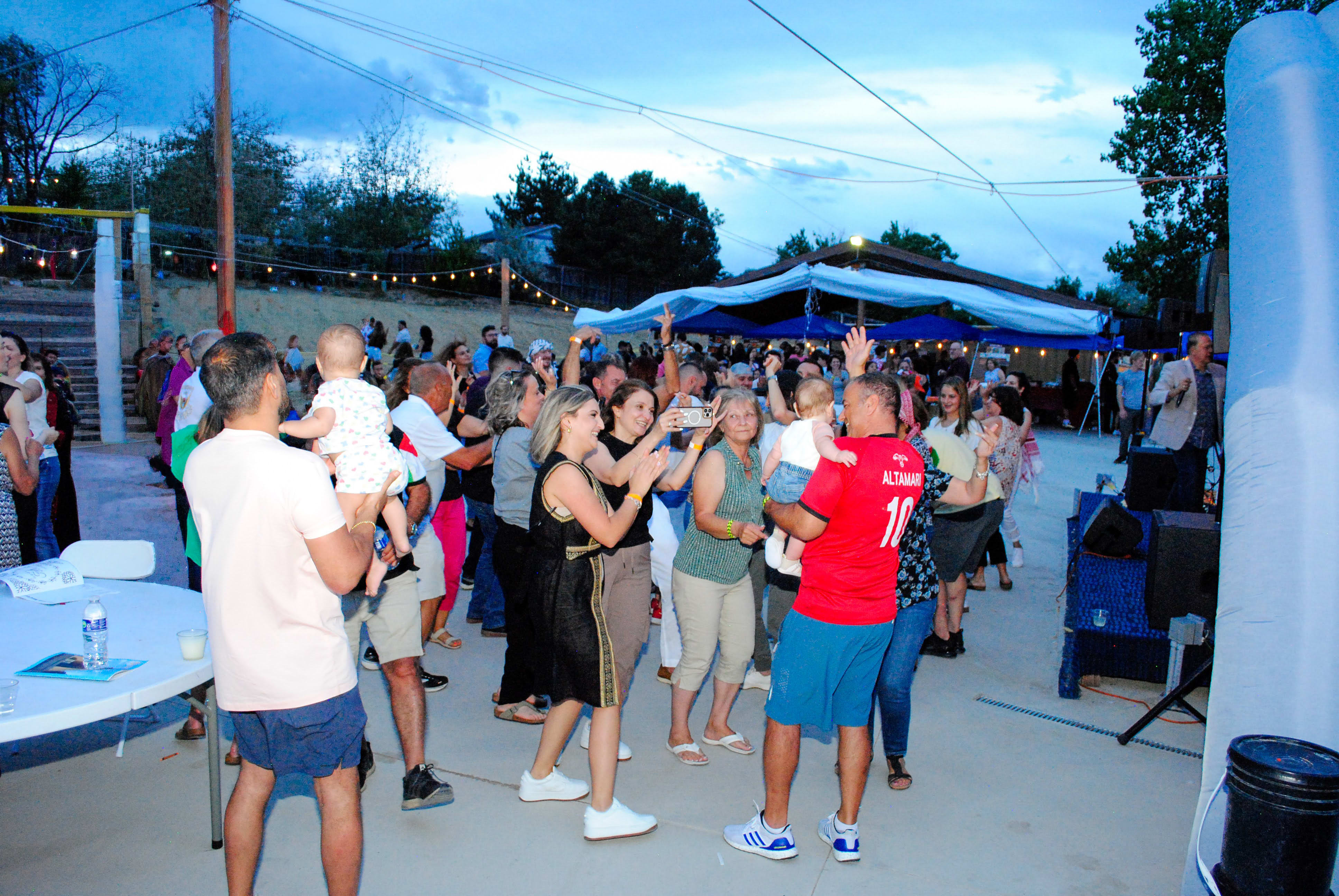 Festival crowd at dusk