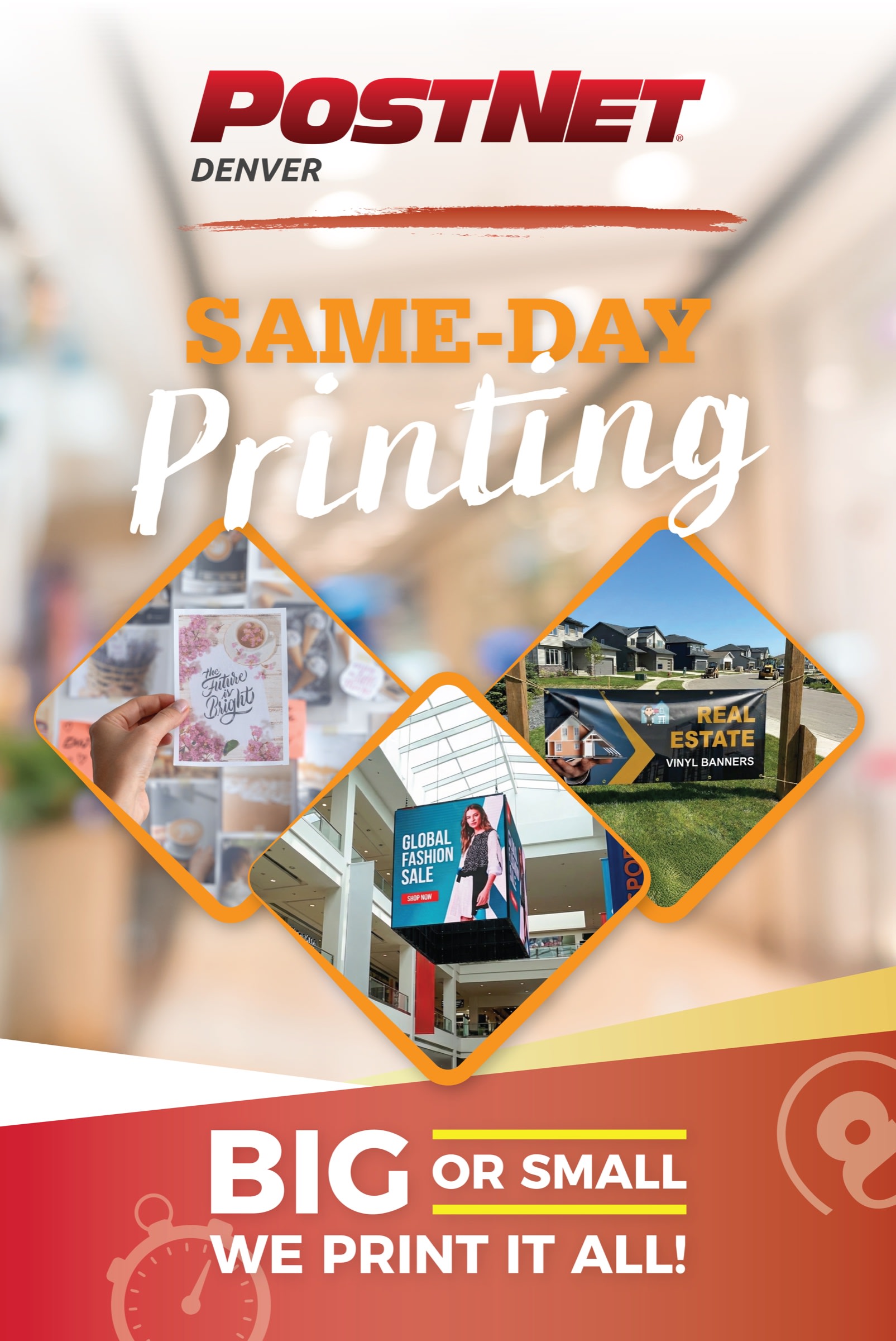 PostNet Denver A-frame sidewalk sign — same-day printing