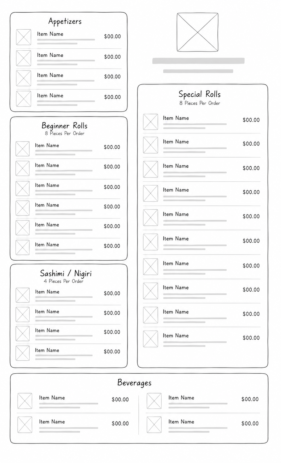 Kasata menu prototype