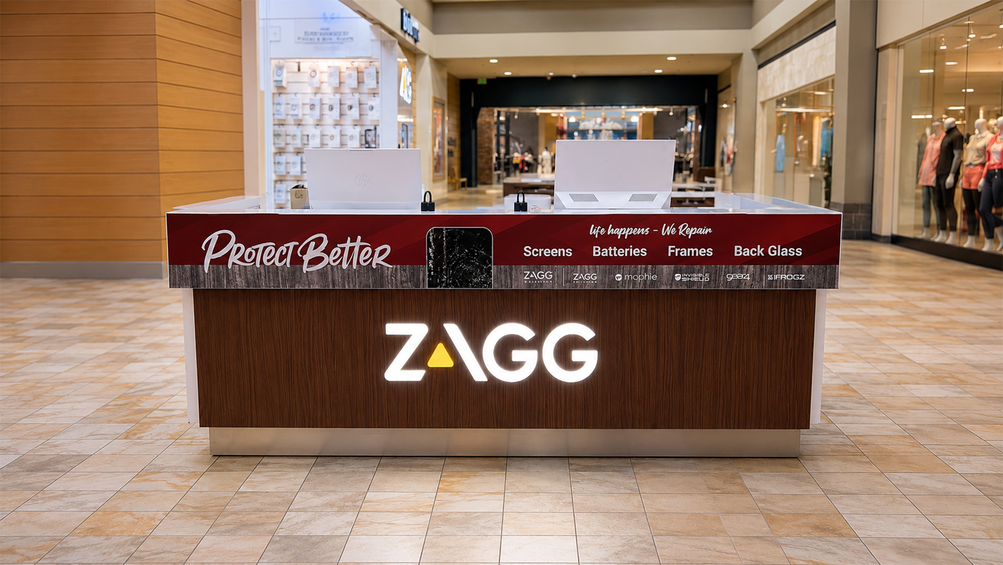 Installed ZAGG retail counter front