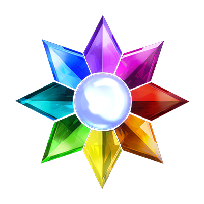Colourful star burst made out of gems.