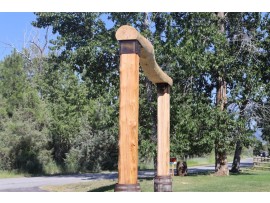 Dougles Fir side posts and Ponderosa Pine overhead Archway | Wood-Mizer ...