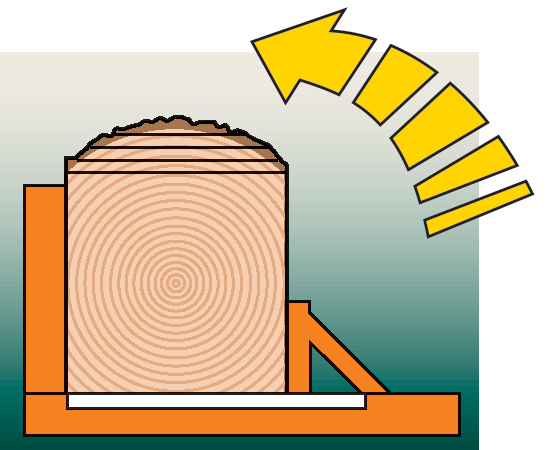 Saw the last side to square the log into a four-side cant.