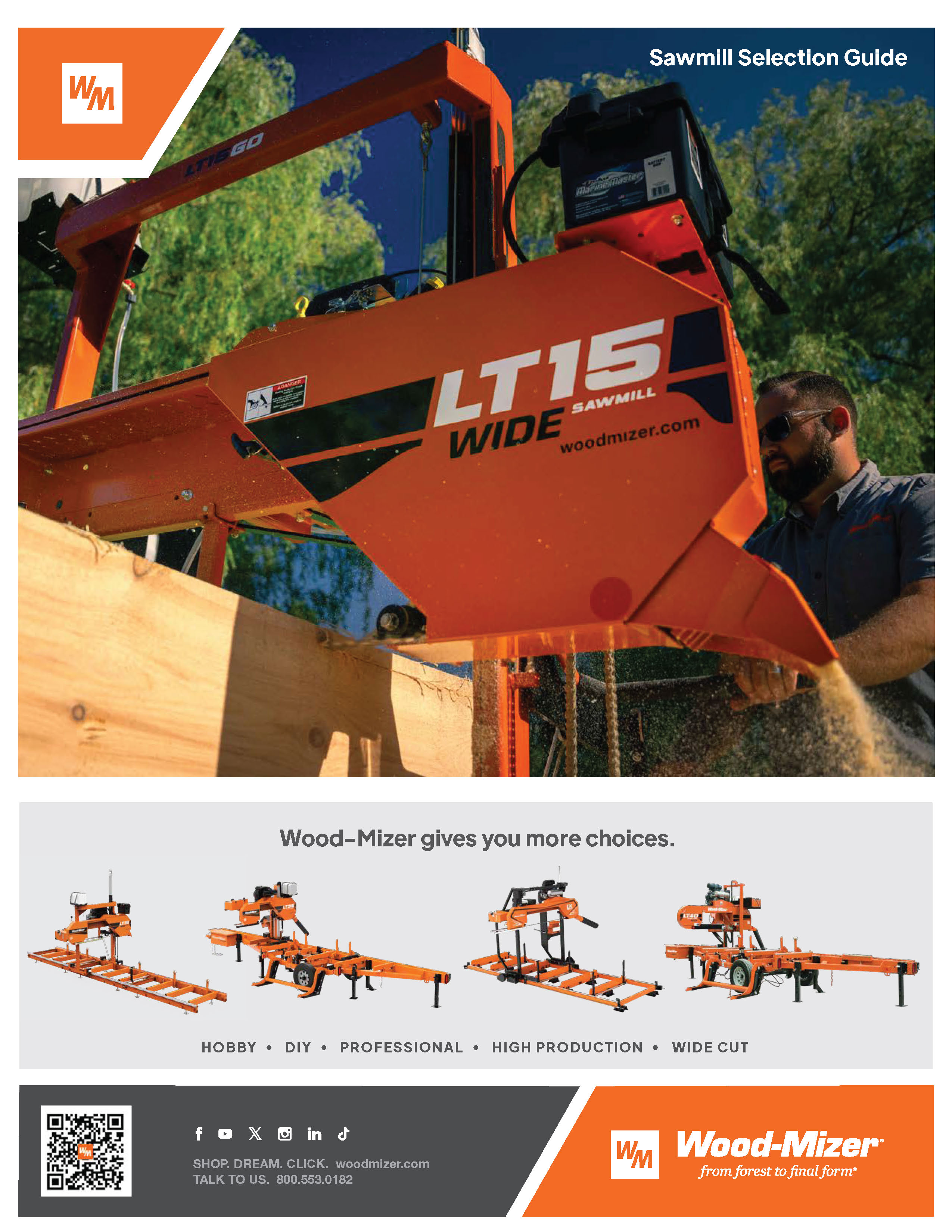 Cover of the Wood-Mizer Sawmill Selection Guide