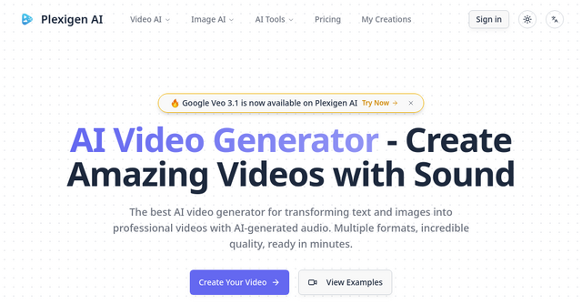 Plexigen AI - AI Video Generator with Audio