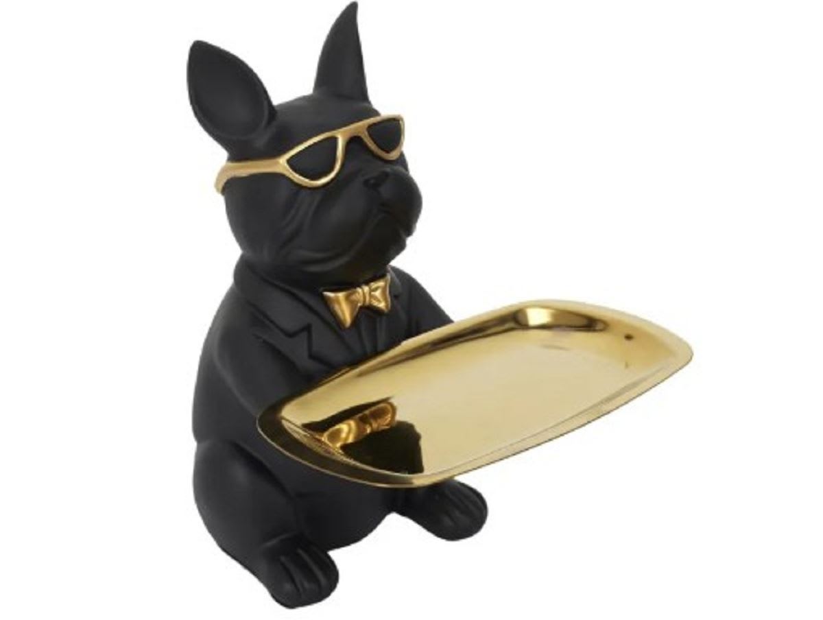 statue ACCESSOIRES Marque divers STATUETTE ET VIDEPOCHE BULLDOG 21CM NOIR — statue