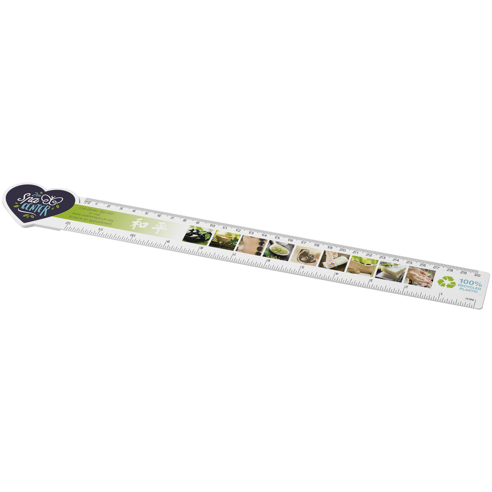 Règle Tait de 30 cm en plastique recyclé en forme de cœur