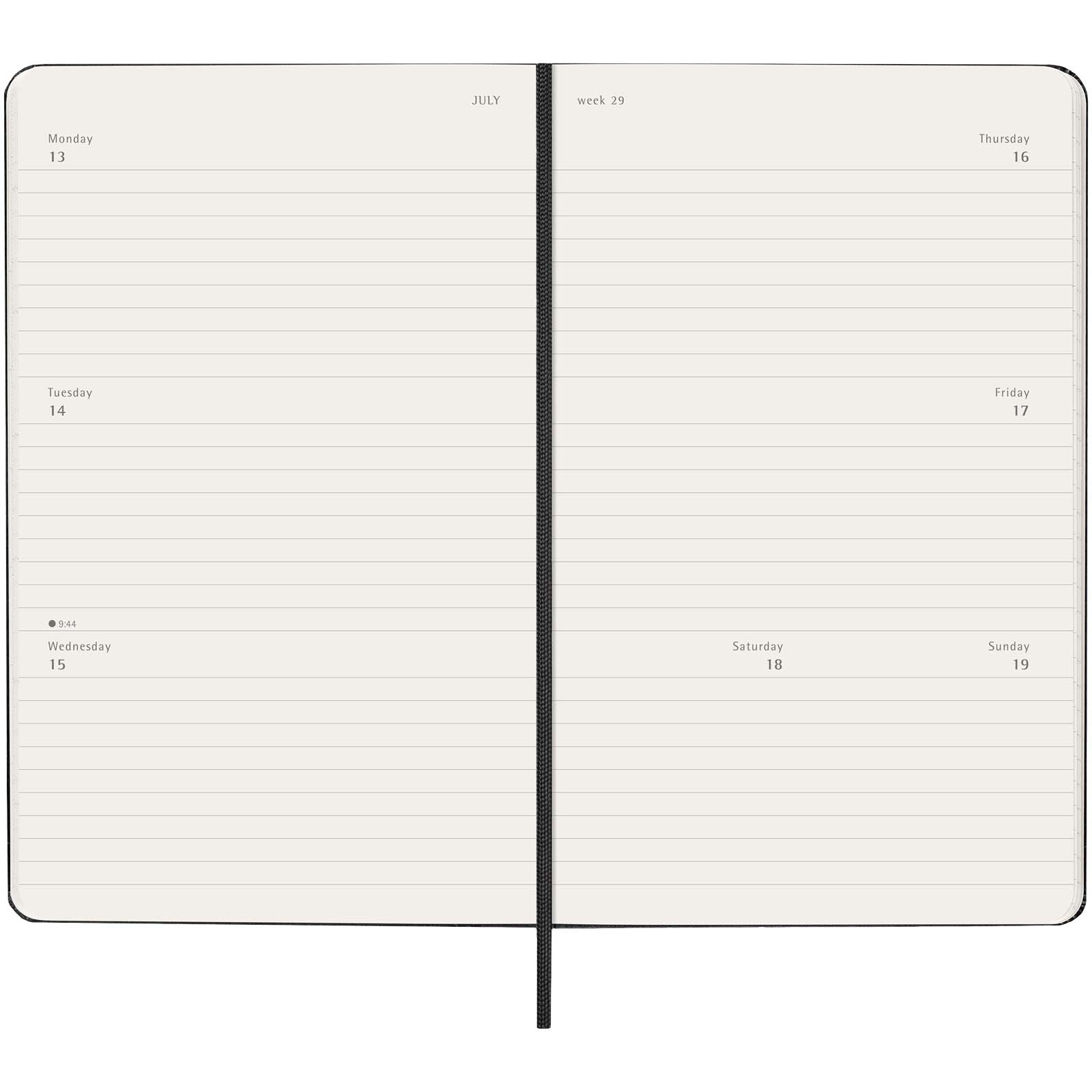 Agenda L hebdomadaire horizontal 12 mois Moleskine à couverture rigide