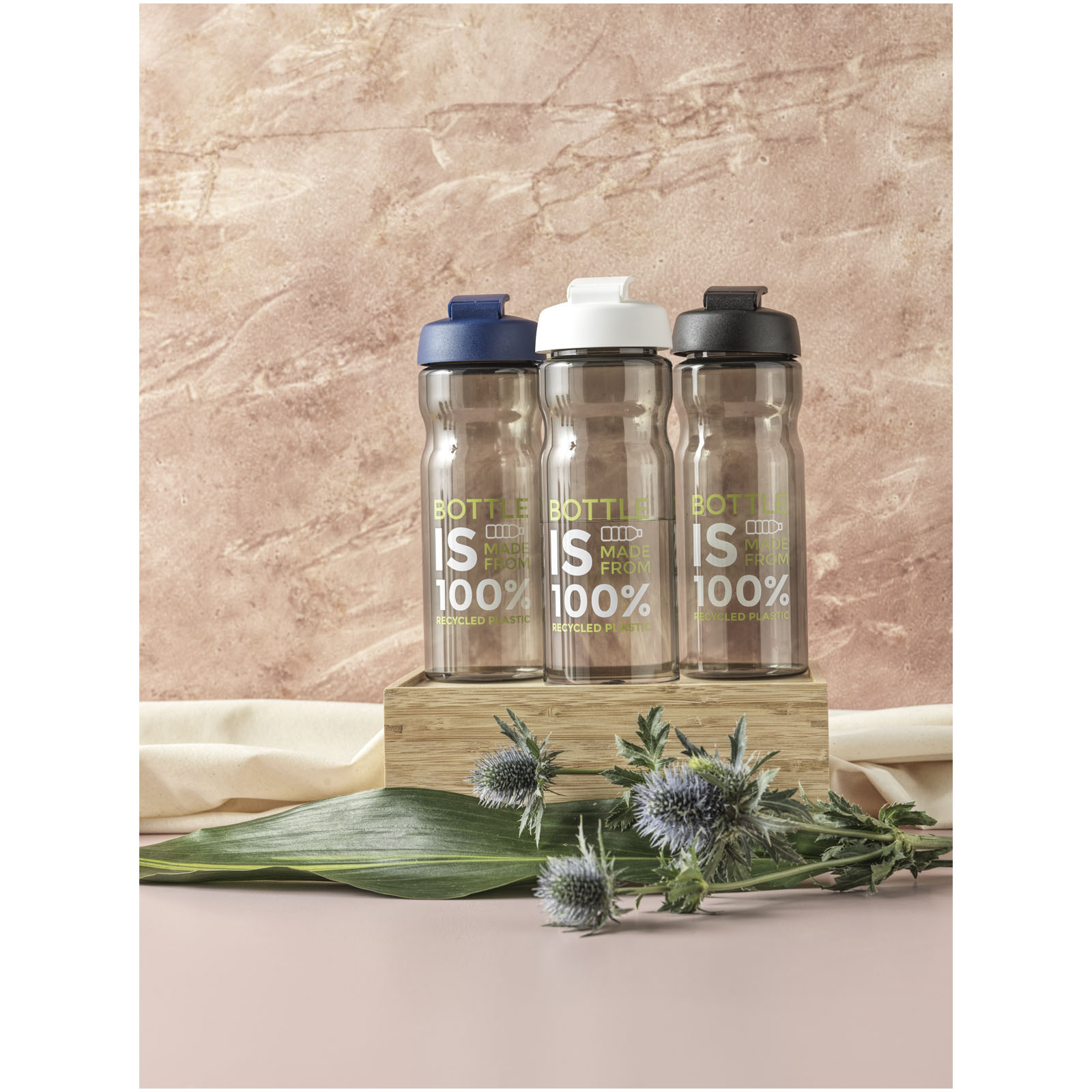 Bouteille de sport H2O Active® Eco POP Base 650ml avec couvercle à bascule