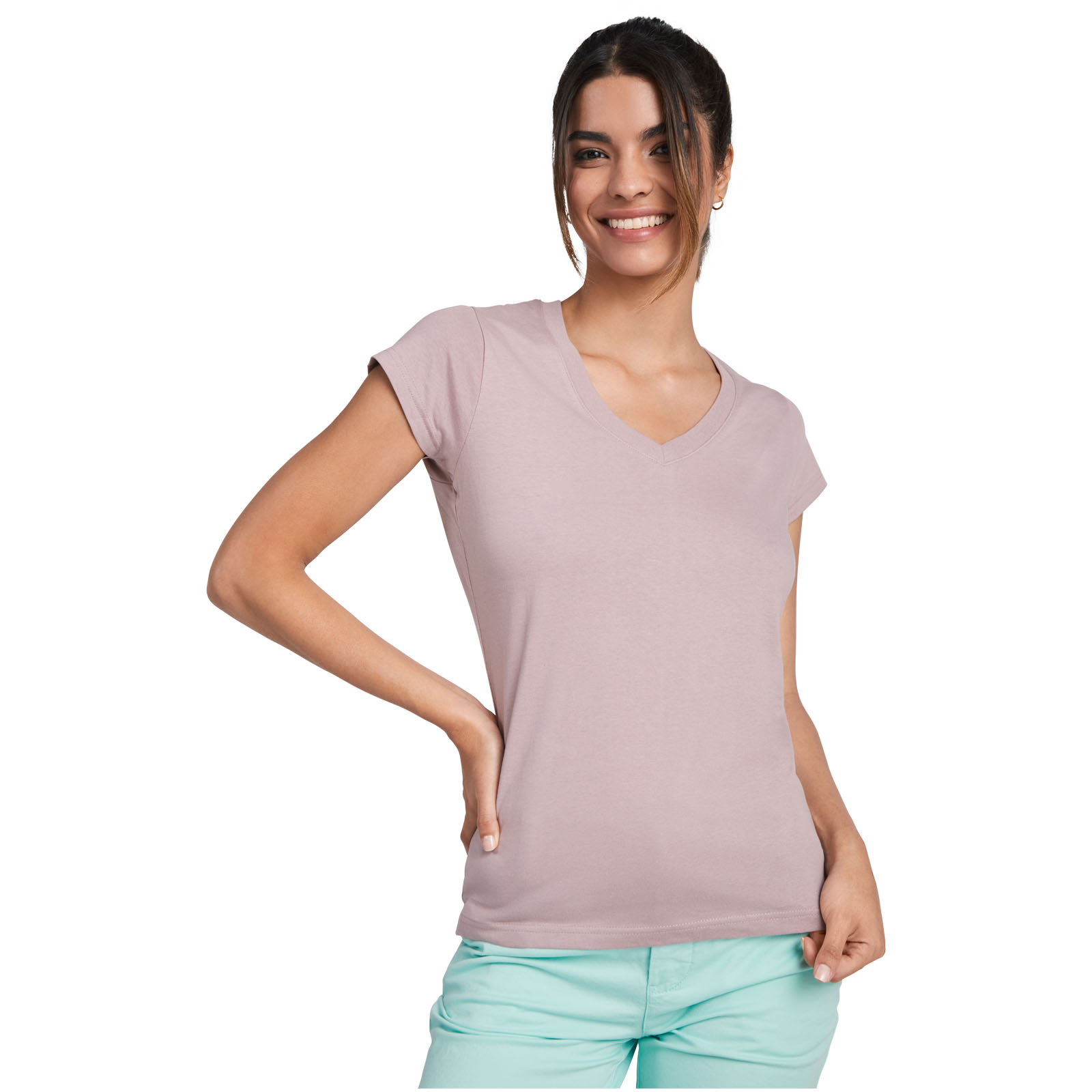 Roly T-shirt de 155 g/m² Victoria à col en V et manches courtes pour femme
