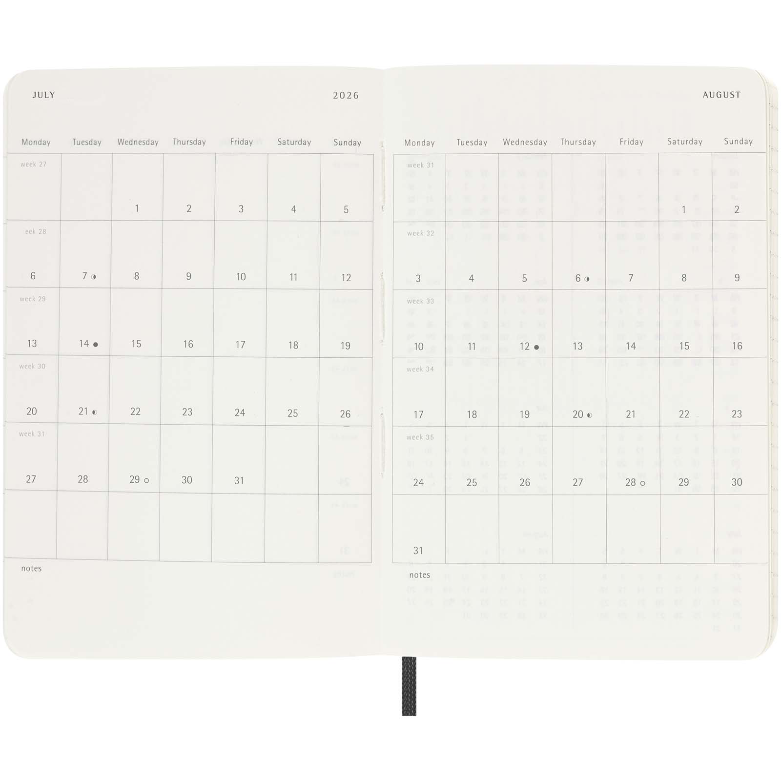 Agenda de poche hebdomadaire 12 mois Moleskine à couverture souple
