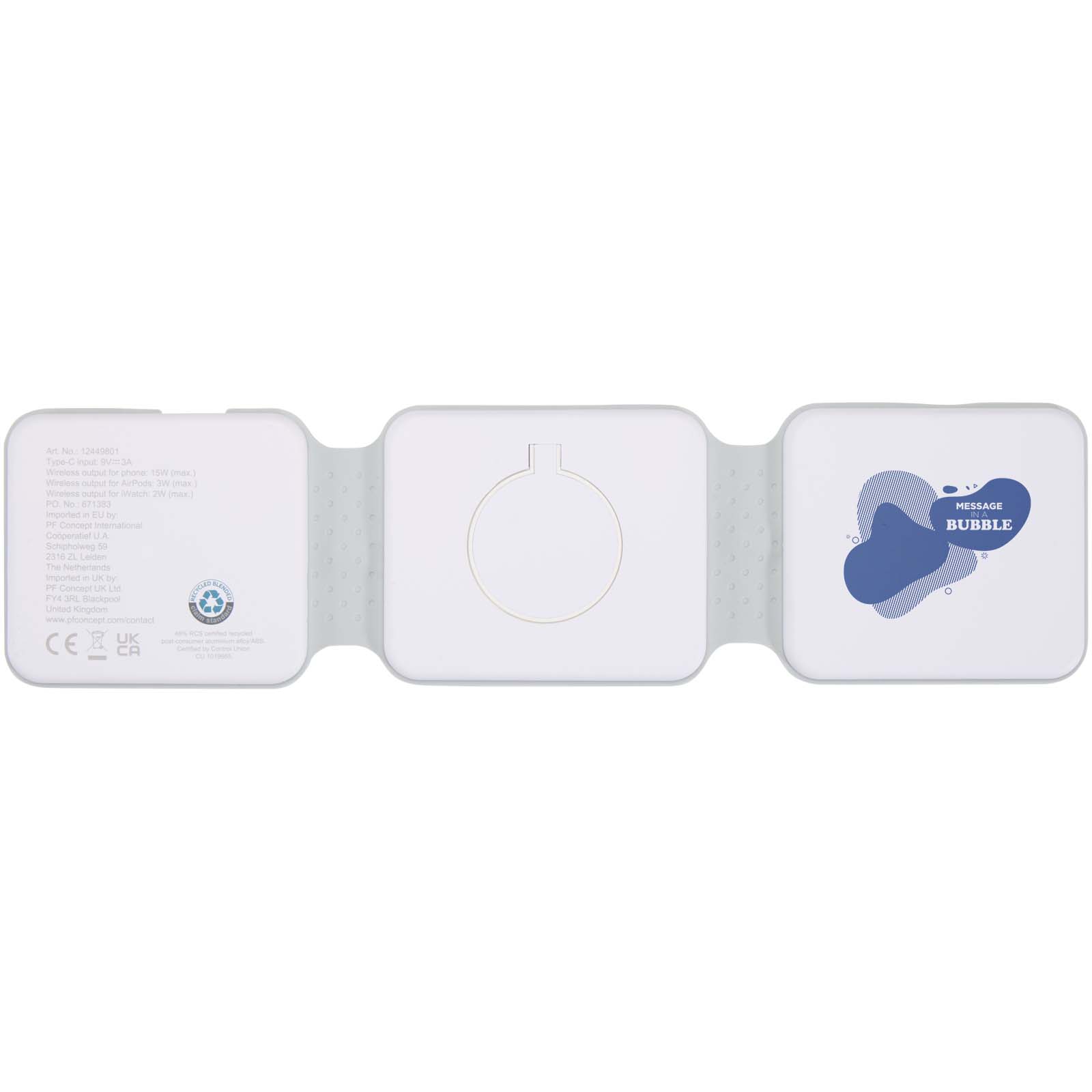 Chargeur sans fil pliable Armus 3 en 1 de 15 W en plastique recyclé