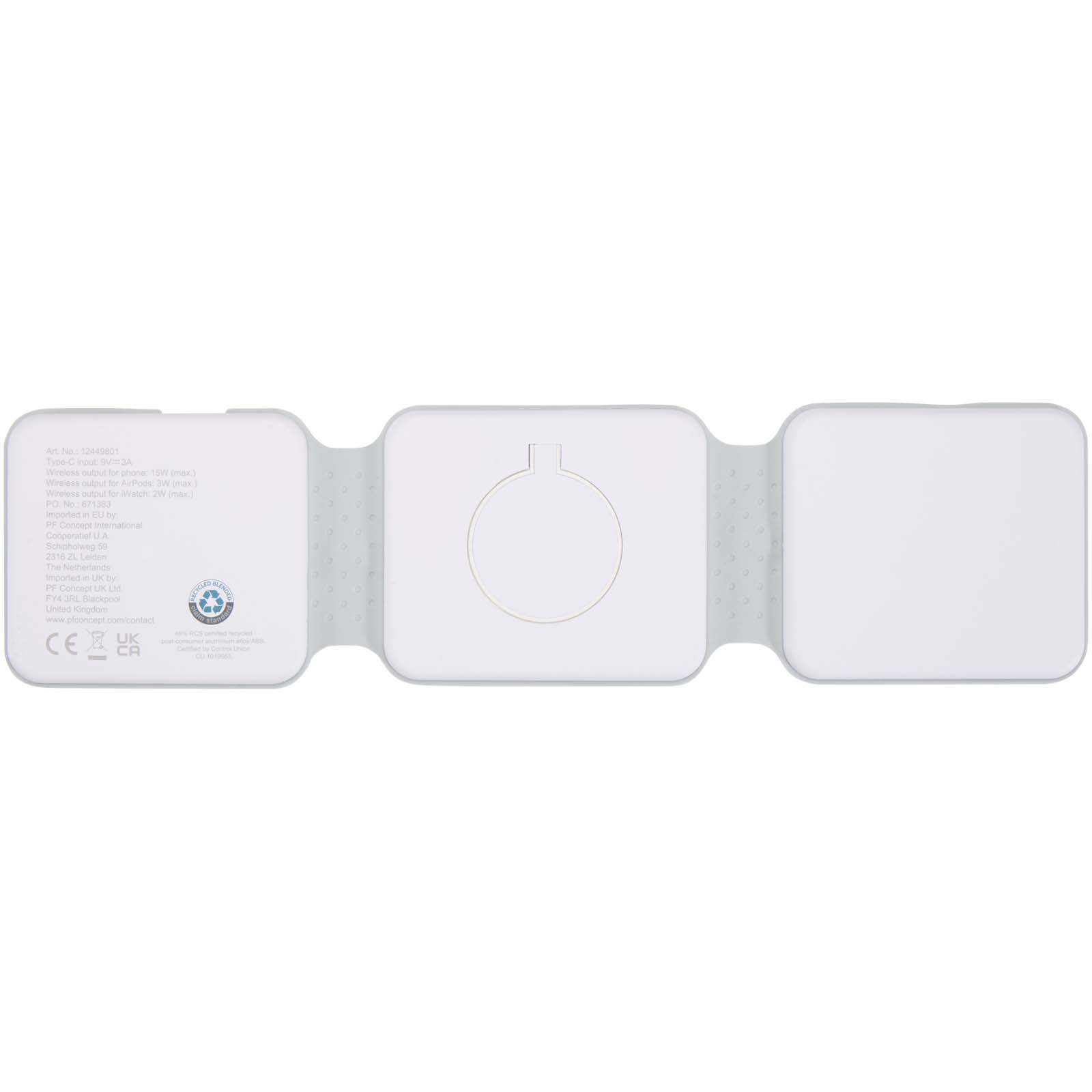 Chargeur sans fil pliable Armus 3 en 1 de 15 W en plastique recyclé
