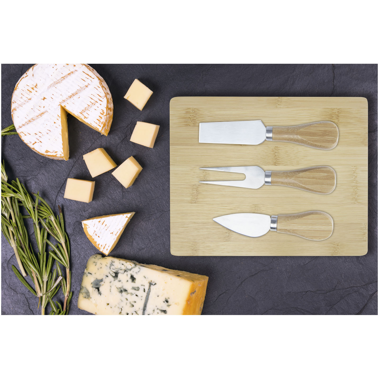 Seasons Plateau à fromage et ustensiles Ement en bambou